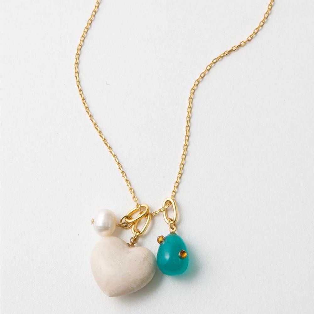 Gold Heart and Pearl Necklace